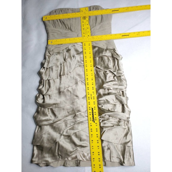 ADRIANNA PAPPEL Satin Champagne Formal Shutter Pleaded Midi Jacket Dress 10 1333 - Picture 8 of 12